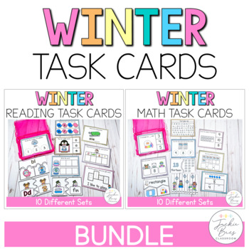 Preview of Winter Reading and Math Task Cards