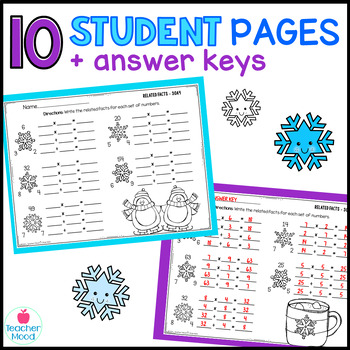 Winter Related Facts - Multiplication and Division Fact Family Practice