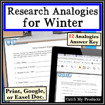 Preview of Winter Activities with Research Analogies for Library Lessons