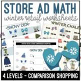 Winter Retail Store Ad Math Comparison Shopping Worksheets