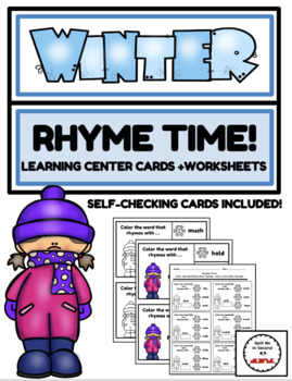 Preview of Winter Rhymes: Work Station Cards and Worksheets