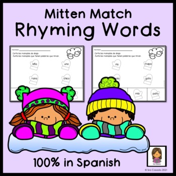 Preview of Spanish Rhyming Rima Winter Worksheets