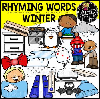 Preview of Winter Rhyming Words Clip Art Set {Educlips Clipart}