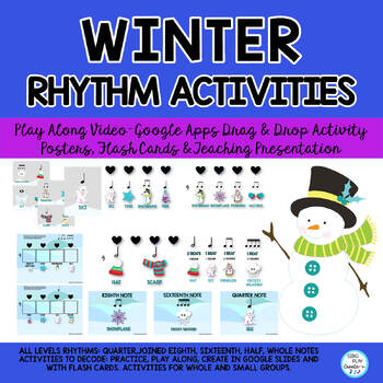 Winter Rhythm Activities for the elementary music classroom. Pair this activity with the winter snowman dance brain break for a complete music lesson.