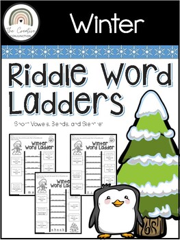 Preview of Winter:Riddle Word Ladder | Phonics Word Work | CVC, Blends & Digraphs, Silent e