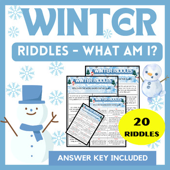 Preview of Winter Riddles Activity Worksheet - Guess What Am I? - No Prep Sub Plans