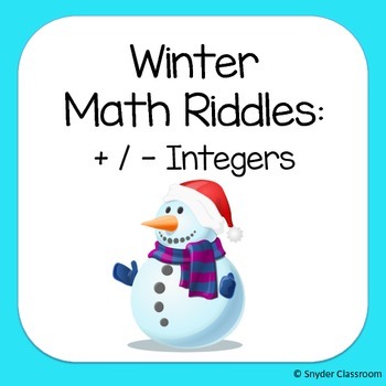 Preview of Winter Adding and Subtracting Integers Math Riddles