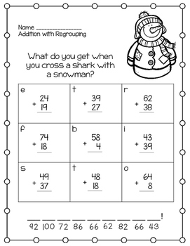 Winter Riddles for Addition and Subtraction with Regrouping by Sarah ...