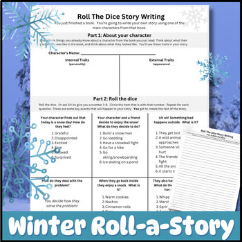 Preview of Winter Roll-A-Story for Middle School - Winter Snow Day Writing Activity