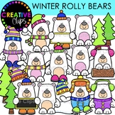 Winter Rolly Bears Clipart {Winter Forest Animals Clipart}