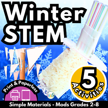 Preview of Winter STEM Activities - 5 STEM Challenges - Print & Paperless