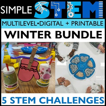 Preview of Winter STEM Activities BUNDLE January STEAM Challenges No Prep Sled Snowflakes