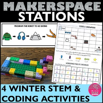 Preview of Winter STEM Activities BUNDLE Coding Robotics Ozobot Sled Challenge Stations Jan
