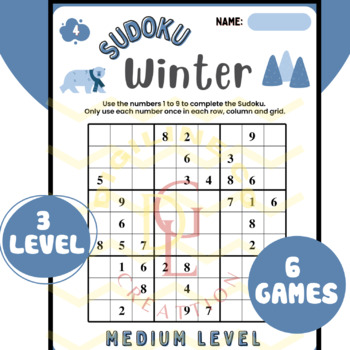 Preview of Winter SUDOKU math & Literacy puzzle game morning work middle high 8th 9th 10th