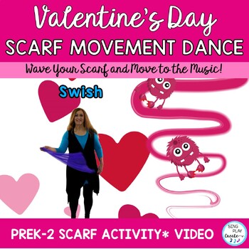 Preview of Valentine's Day Scarf Activity Video, Brain Break, PE, Music, Preschool, Home