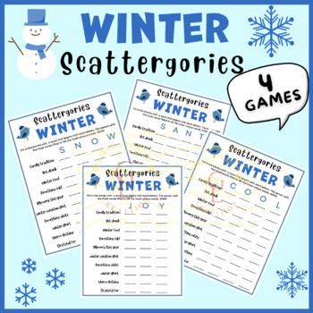 Preview of Winter Scattergories word game worksheet Advent writing activity middle high 7th