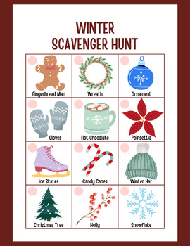 Preview of Winter Scavenger Hunt | Winter Activity for Kids | I-Spy Nature Game | Winter Se