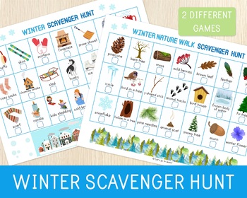 Winter Scavenger Hunt & Winter Nature Walk Scavenger Hunt, Outdoors ...