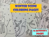 Winter Scenes Coloring Pages for Free Draw Centers Grades K-5