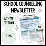 ⛄Winter School Counseling Newsletter- Editable Templates W