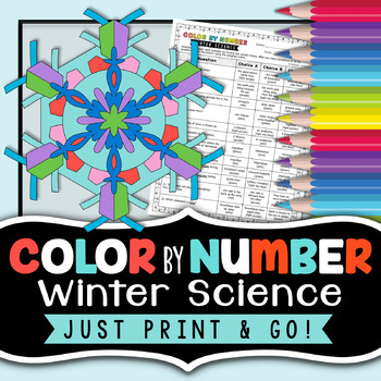 Preview of Christmas Science Winter Activity - Color By Number - Winter Science Worksheet