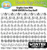Winter Season Doodle Page Dividers Clipart {Zip-A-Dee-Doo-
