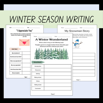 Preview of Winter Themed Writing Bundle for 7th Grade