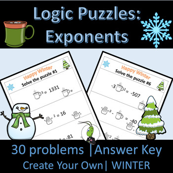 Preview of Winter Seasonal Properties of Exponents | Logic Puzzles | Algebra 1