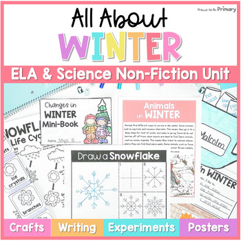 Preview of Winter Seasonal Science Unit - Reading & Writing Activities - Snowflakes Snowman