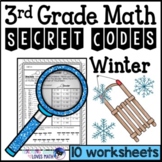 Winter Secret Code Math Worksheets 3rd Grade Common Core