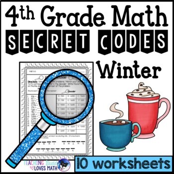 Preview of Winter Secret Code Math Worksheets 4th Grade Common Core