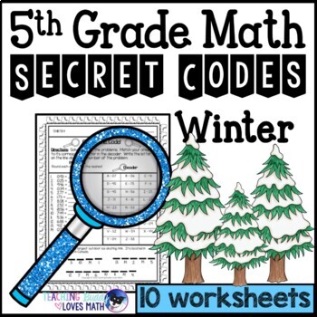 Preview of Winter Secret Code Math Worksheets 5th Grade Common Core