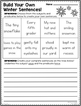 Winter Sentence Activity Pack by The Craft of Teaching | TpT