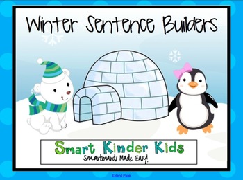 Preview of Winter Sentence Builders for SMARTboard - CVC, Sight Words, Blends & Digraphs