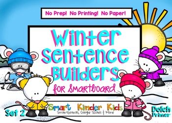 Preview of Winter Sentence Builders for SMARTboard Set 2 - Primer Dolch List