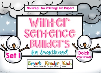 Preview of Winter Sentence Builders for Smartboard Set 1 Pre-Primer Dolch Words
