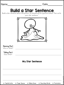 Winter Sentence Structure - Naming and Telling Parts of a Sentence