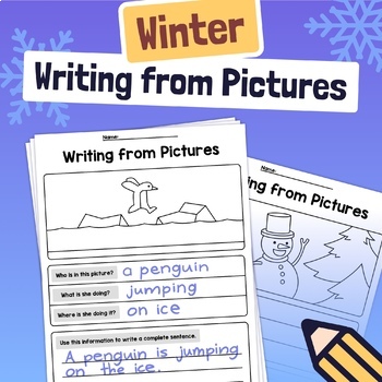 Preview of Winter Sentence Writing | Christmas Writing Complete Sentences from Pictures