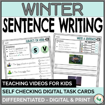 Preview of Winter Sentence Writing Practice Activities & Fix the Sentence Worksheets