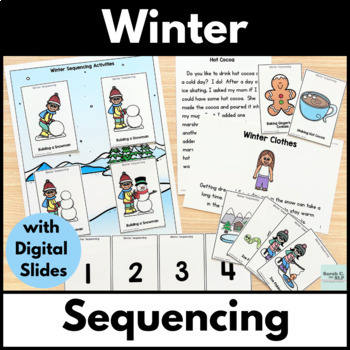 Preview of Winter Sequencing Events Printable & Digital Activities with Short Stories