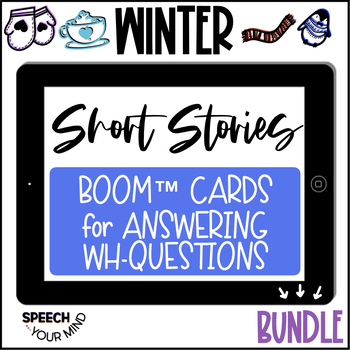 Preview of Winter Short Stories Boom™ Cards Bundle | Winter Paragraph Comprehension