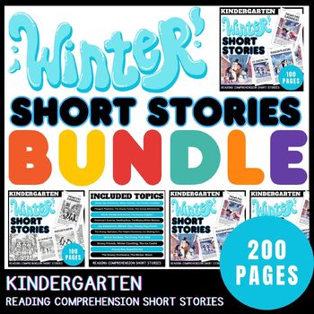 Preview of Winter Short Stories with Reading Comprehension Questions Kindergarten Bundle