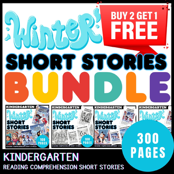 Preview of Winter Short Story Reading Comprehension Questions Kindergarten Bundle Buy2Get1