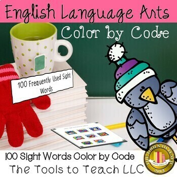 Preview of Winter Read 100 Color by Code Sight Words Worksheet Packet No Prep