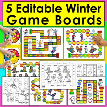 Preview of Winter Sight Word Games EDITABLE ANY List Letters, Words, Math, Phonemes