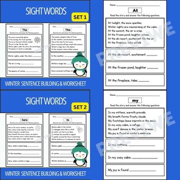 Preview of Winter Sight Word High Frequency Words Worksheets - Bundle | Sight Word Activity