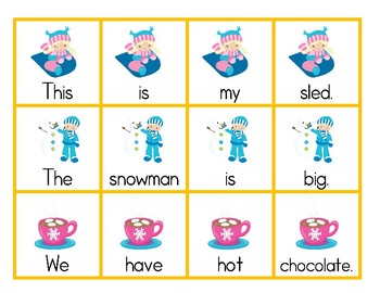 sight word sentence scramble cards and cut and paste worksheets winter