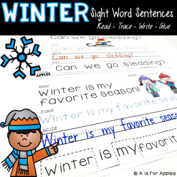 Preview of Winter Sight Word Sentences