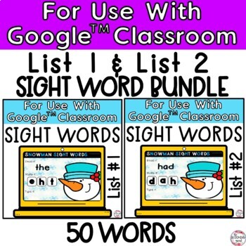 Winter Sight Words Digital Task Card Bundle for Google Classroom