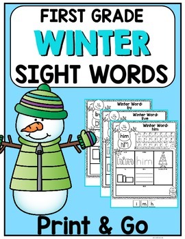 Preview of Winter Sight Words {First Grade List} Print and Go